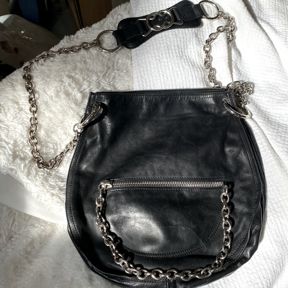 Pollini Leather & Chain Cross Body Purse - Picture 1 of 9
